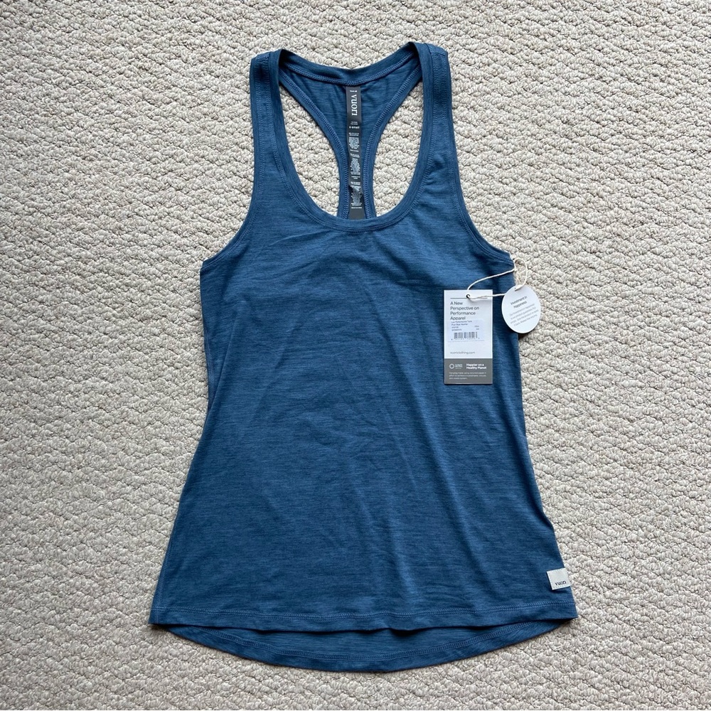 NEW WITH TAGS! VUORI WOMEN’S LUX PERFORMANCE TANK - SIZE XS - POOL BLUE HEATHER